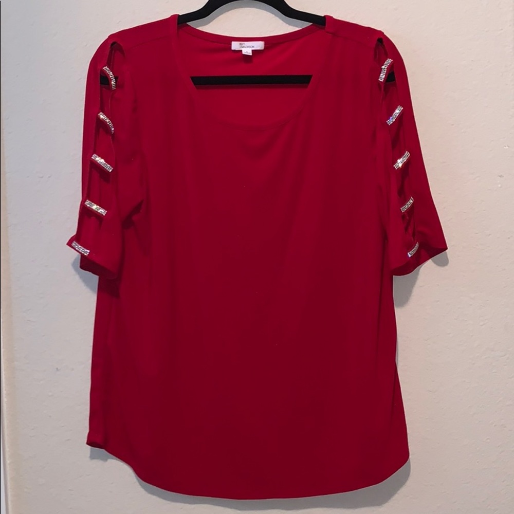 89th + Madison Diamond Cutout Sleeve Blouse